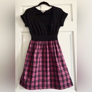 BeBop Black and Pink Plaid Casual Dress